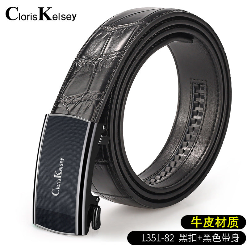 Men's Genuine Leather Belt Crocodile Pattern Belt Men's Belt Wholesale Automatic Buckle Belt Micro Factory Spot