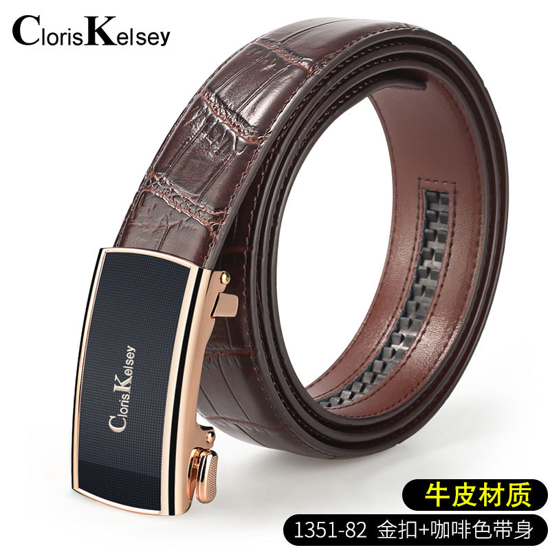 Men's Genuine Leather Belt Crocodile Pattern Belt Men's Belt Wholesale Automatic Buckle Belt Micro Factory Spot