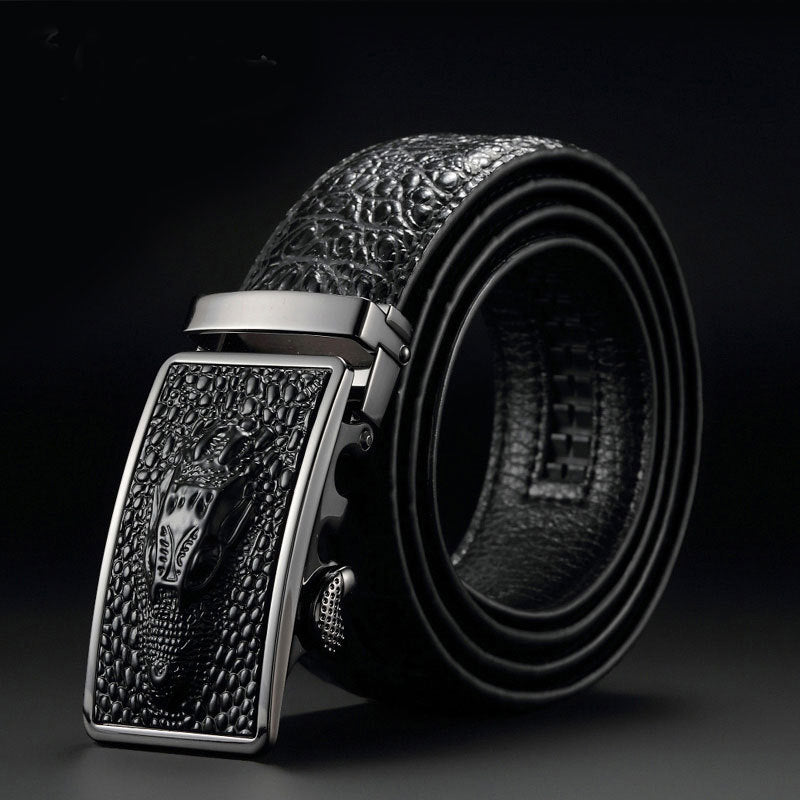 Men's Genuine Leather Belt Crocodile Pattern Belt Men's Belt Wholesale Automatic Buckle Belt Micro Factory Spot