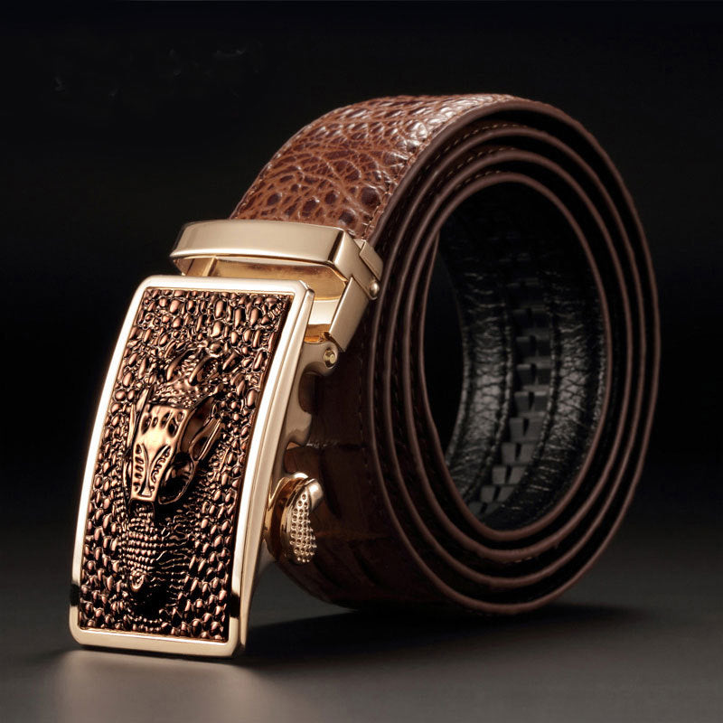 Men's Genuine Leather Belt Crocodile Pattern Belt Men's Belt Wholesale Automatic Buckle Belt Micro Factory Spot