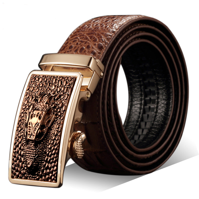 Men's Genuine Leather Belt Crocodile Pattern Belt Men's Belt Wholesale Automatic Buckle Belt Micro Factory Spot
