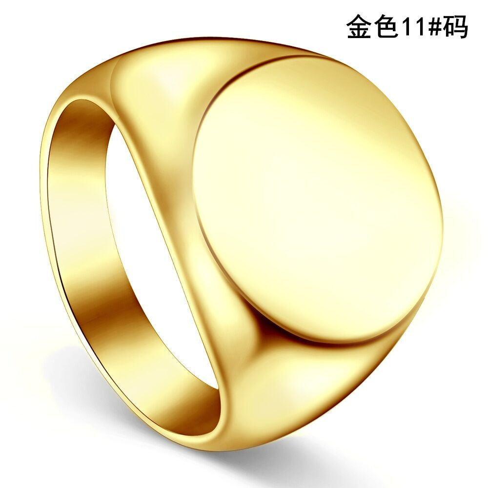 Fashion simple gold smooth round head men's finger wrench European and American domineering men's titanium steel ring all-match men's jewelry