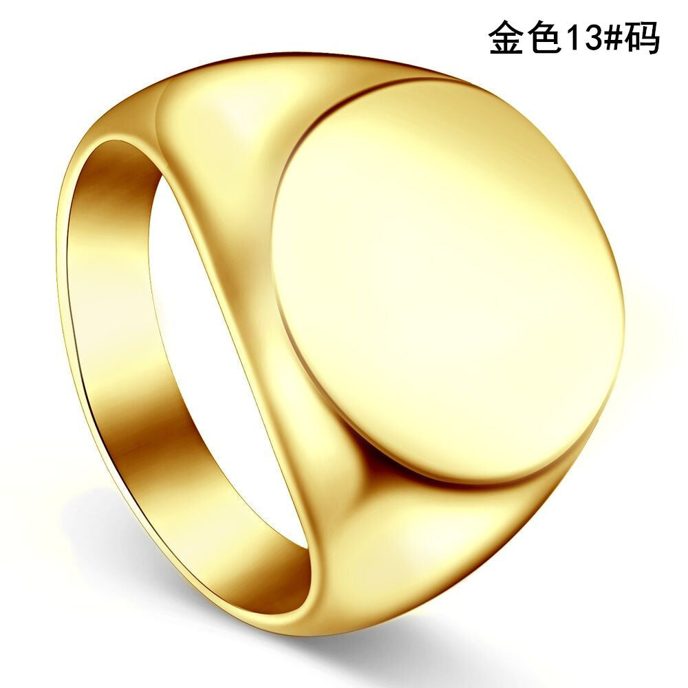 Fashion simple gold smooth round head men's finger wrench European and American domineering men's titanium steel ring all-match men's jewelry