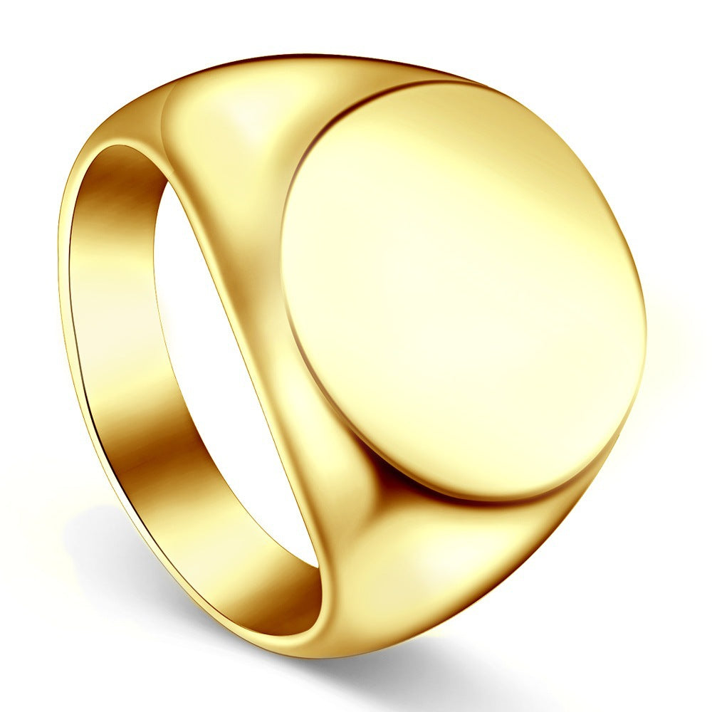 Fashion simple gold smooth round head men's finger wrench European and American domineering men's titanium steel ring all-match men's jewelry