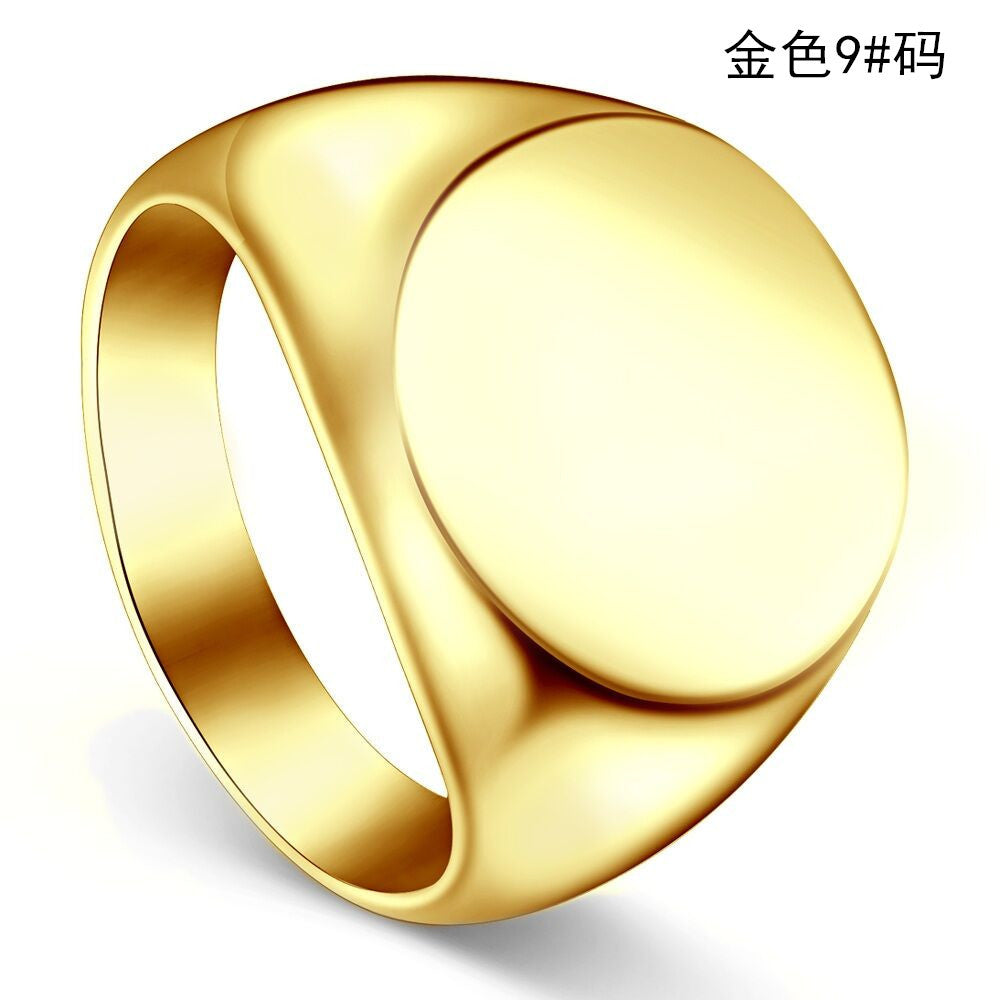 Fashion simple gold smooth round head men's finger wrench European and American domineering men's titanium steel ring all-match men's jewelry