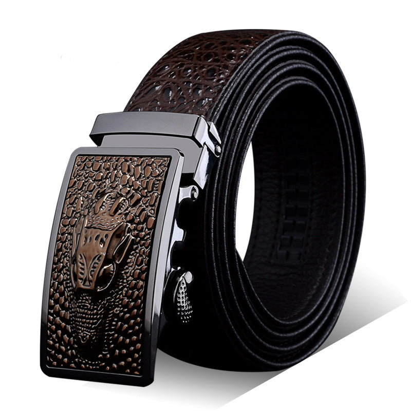 Men's Genuine Leather Belt Crocodile Pattern Belt Men's Belt Wholesale Automatic Buckle Belt Micro Factory Spot