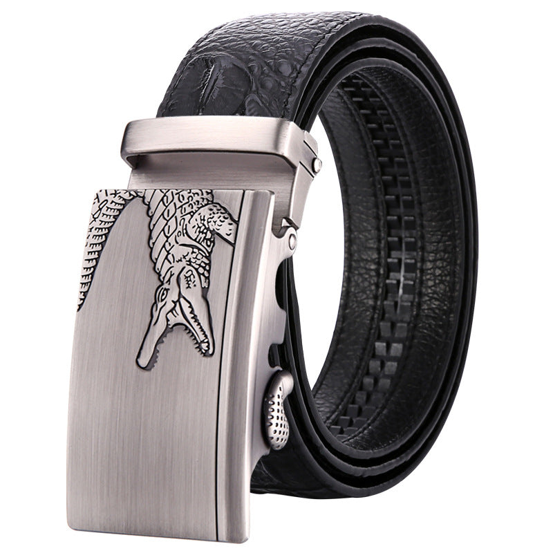 Men's Genuine Leather Belt Crocodile Pattern Belt Men's Belt Wholesale Automatic Buckle Belt Micro Factory Spot
