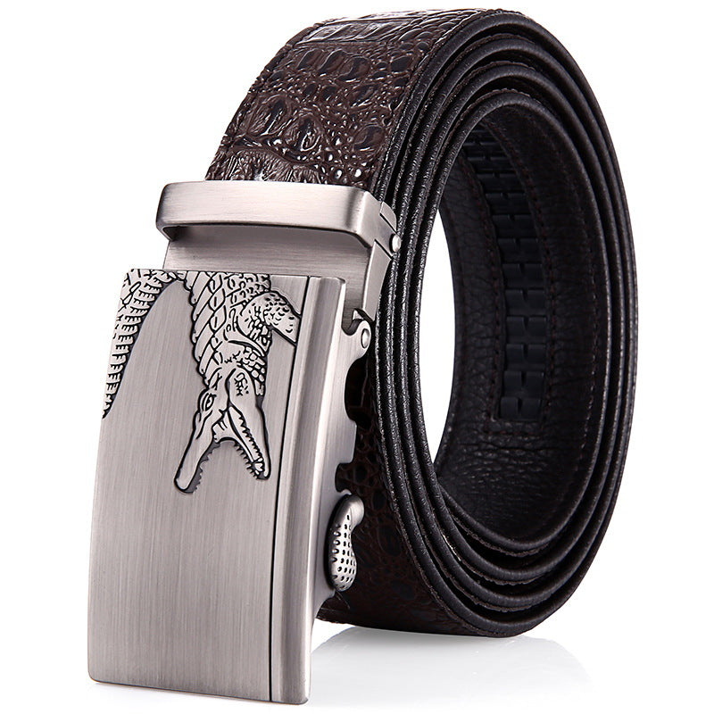 Men's Genuine Leather Belt Crocodile Pattern Belt Men's Belt Wholesale Automatic Buckle Belt Micro Factory Spot