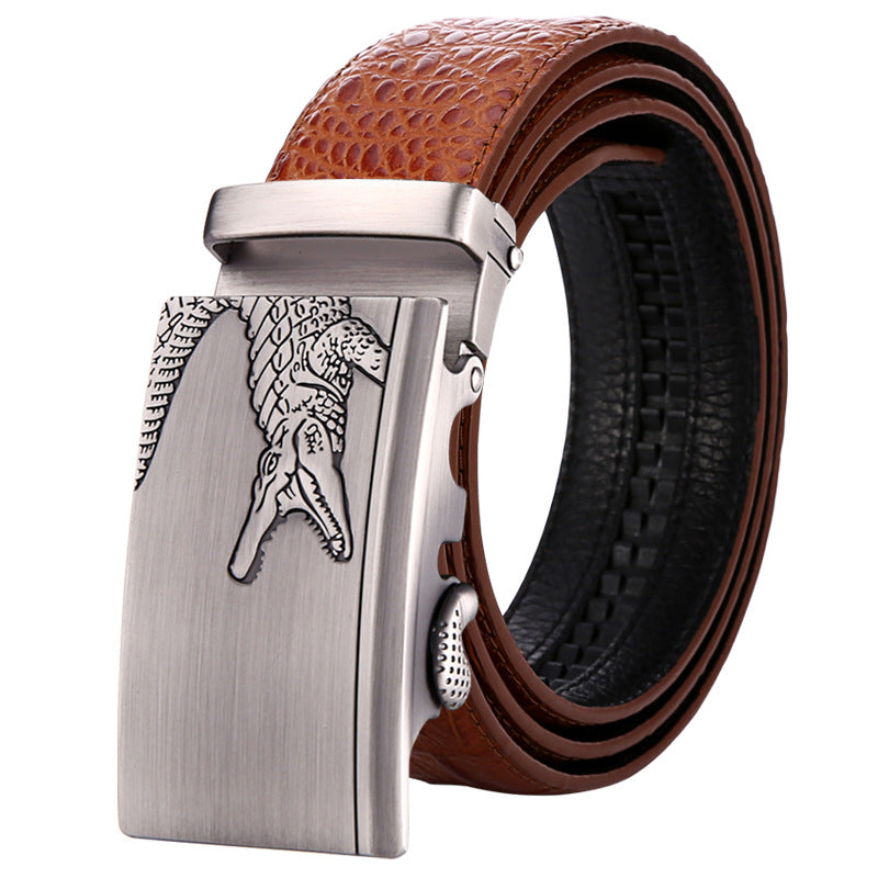 Men's Genuine Leather Belt Crocodile Pattern Belt Men's Belt Wholesale Automatic Buckle Belt Micro Factory Spot