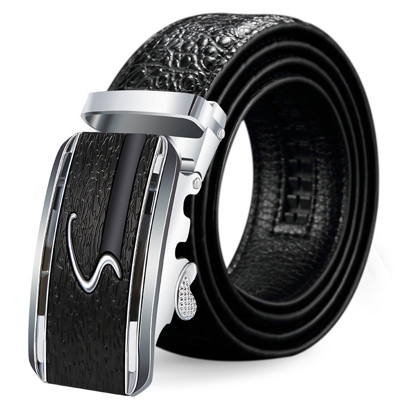 Men's Genuine Leather Belt Crocodile Pattern Belt Men's Belt Wholesale Automatic Buckle Belt Micro Factory Spot