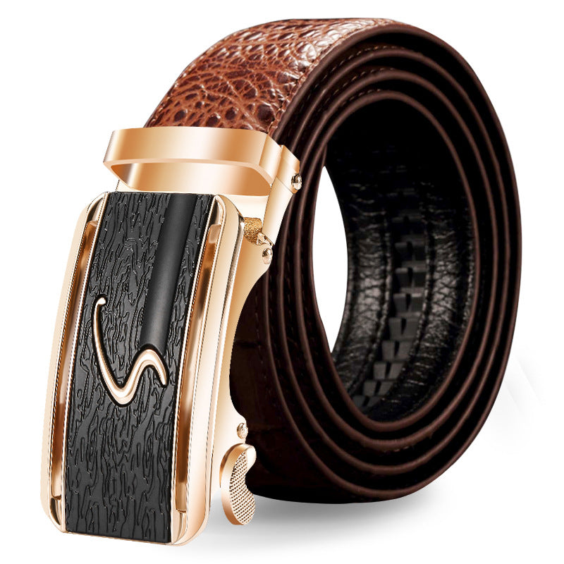 Men's Genuine Leather Belt Crocodile Pattern Belt Men's Belt Wholesale Automatic Buckle Belt Micro Factory Spot