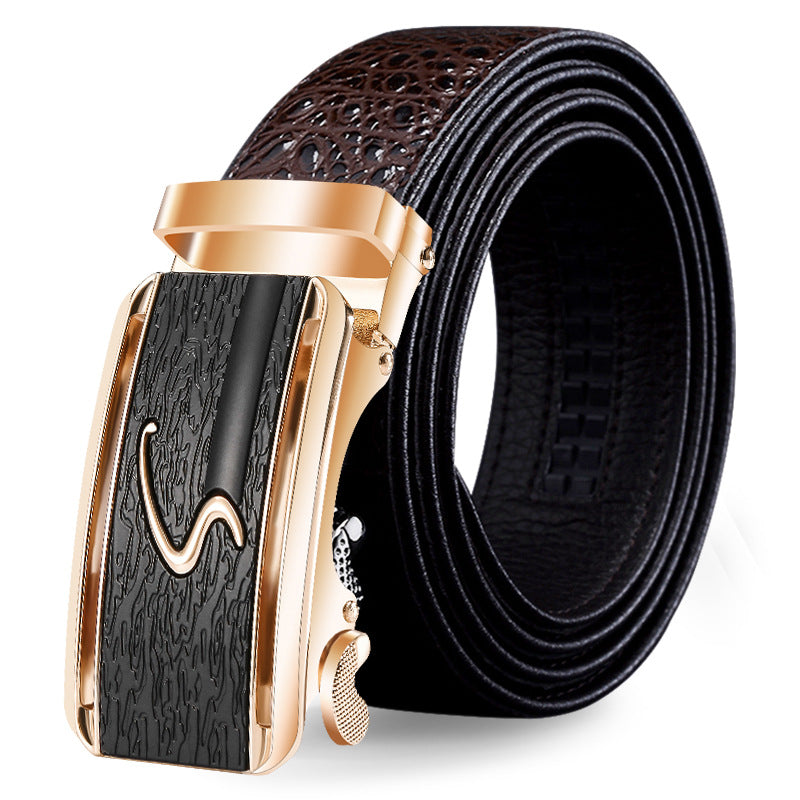Men's Genuine Leather Belt Crocodile Pattern Belt Men's Belt Wholesale Automatic Buckle Belt Micro Factory Spot