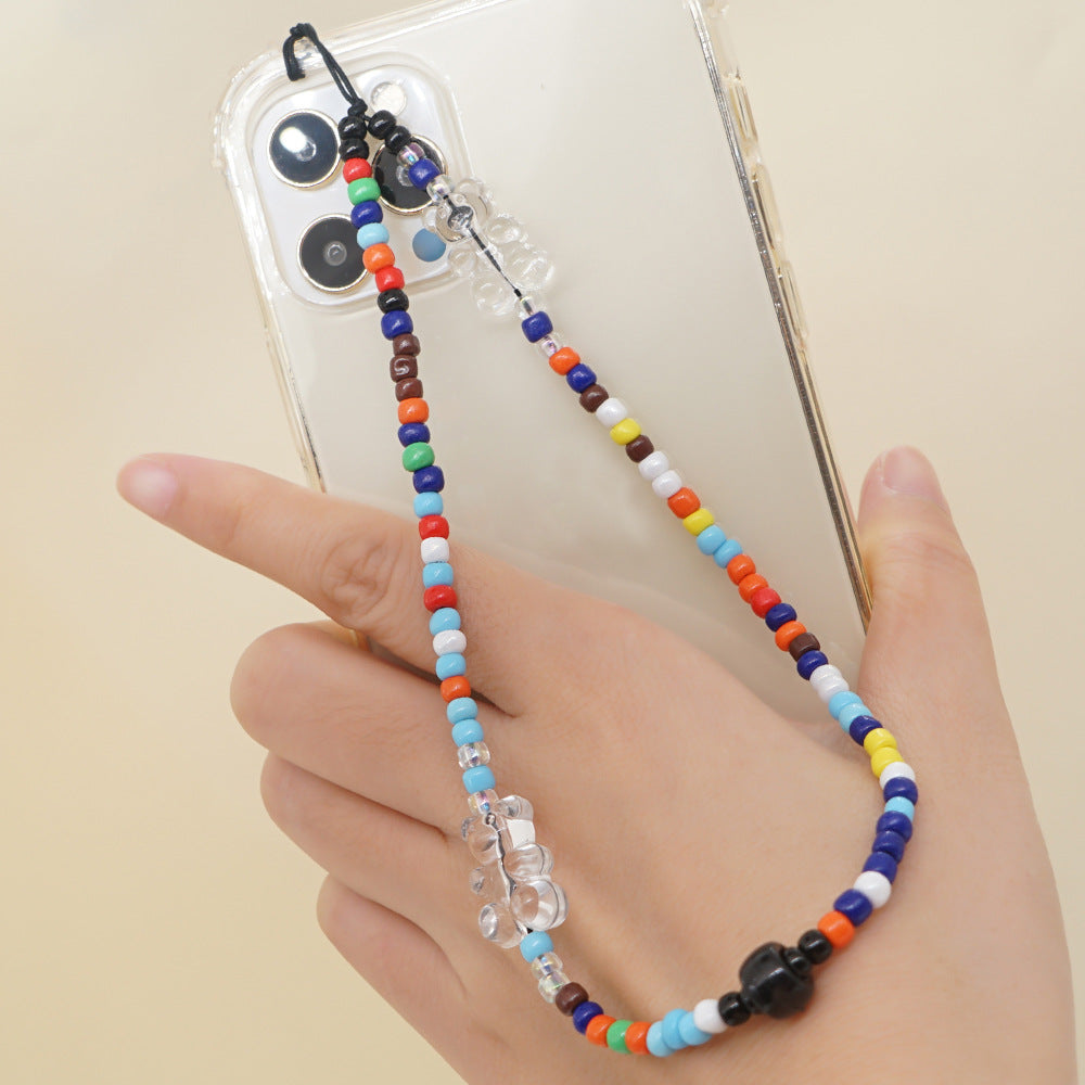 Factory direct supply handmade beaded mobile phone lanyard bluetooth speaker lanyard flashlight fan selfie stick U disk sling