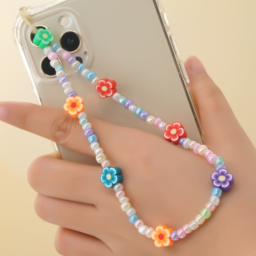 Factory direct supply handmade beaded mobile phone lanyard bluetooth speaker lanyard flashlight fan selfie stick U disk sling