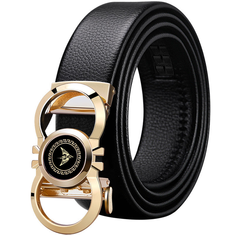 Emperor Paul Belt Men's Genuine Leather Automatic Buckle Alloy Men's Belt Versatile Belt High-End Genuine Wholesale