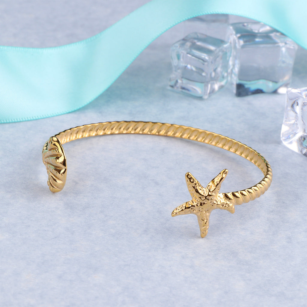 Justop European and American Marine Series Bracelets, Fashionable Hand Jewelry, Real Gold Electroplated Stainless Steel Bracelets, Shell Starfish Bracelets