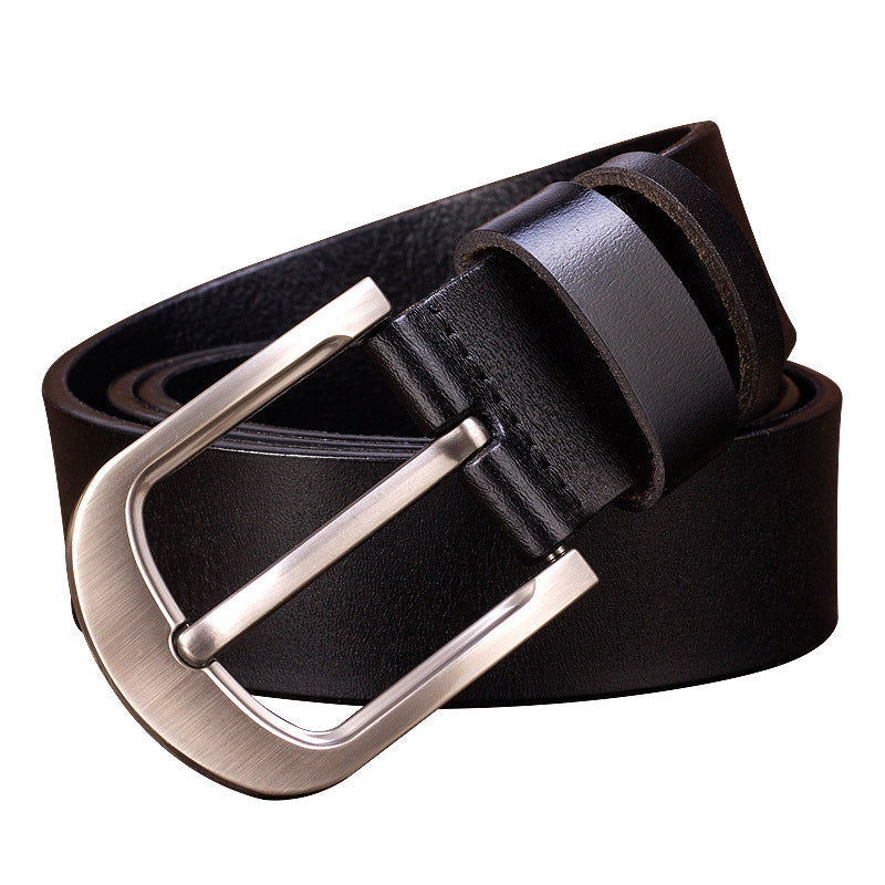 Cross-border supply men's belt pin buckle leather men's belt cowhide young and middle-aged vintage belt factory outlet