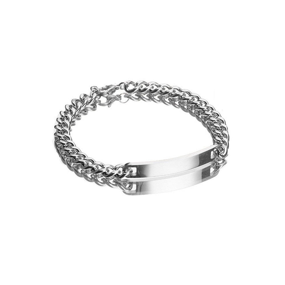 Amazon New Hot Sale 2 Pieces/Set Engravable Titanium Steel Couple's Day 18K High Quality Gold Plated Bracelet
