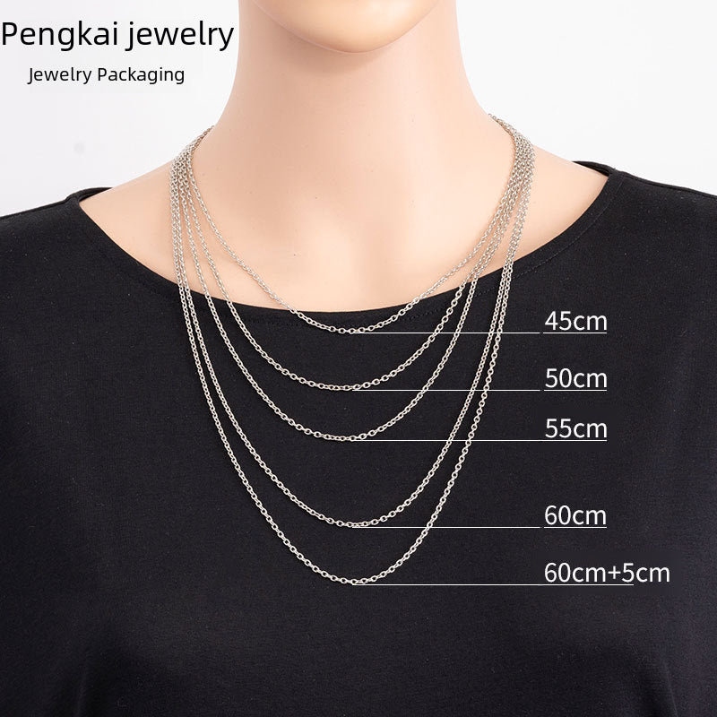 2.4mm Cross Chain Metal Chain Iron Necklace Clavicle Chain Fashionable Simple Versatile Handmade DIY Jewelry Accessories