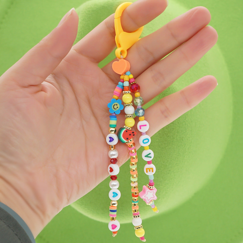 Factory direct supply handmade beaded mobile phone lanyard bluetooth speaker lanyard flashlight fan selfie stick U disk sling