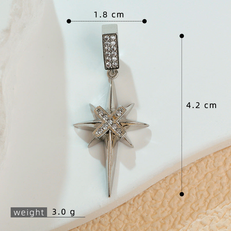 European and American Cross-Border Popular 2025 New Eight-Pointed Star DIY Accessories Pendant Micro-Embedded Earrings Jewelry Pendant Pendant