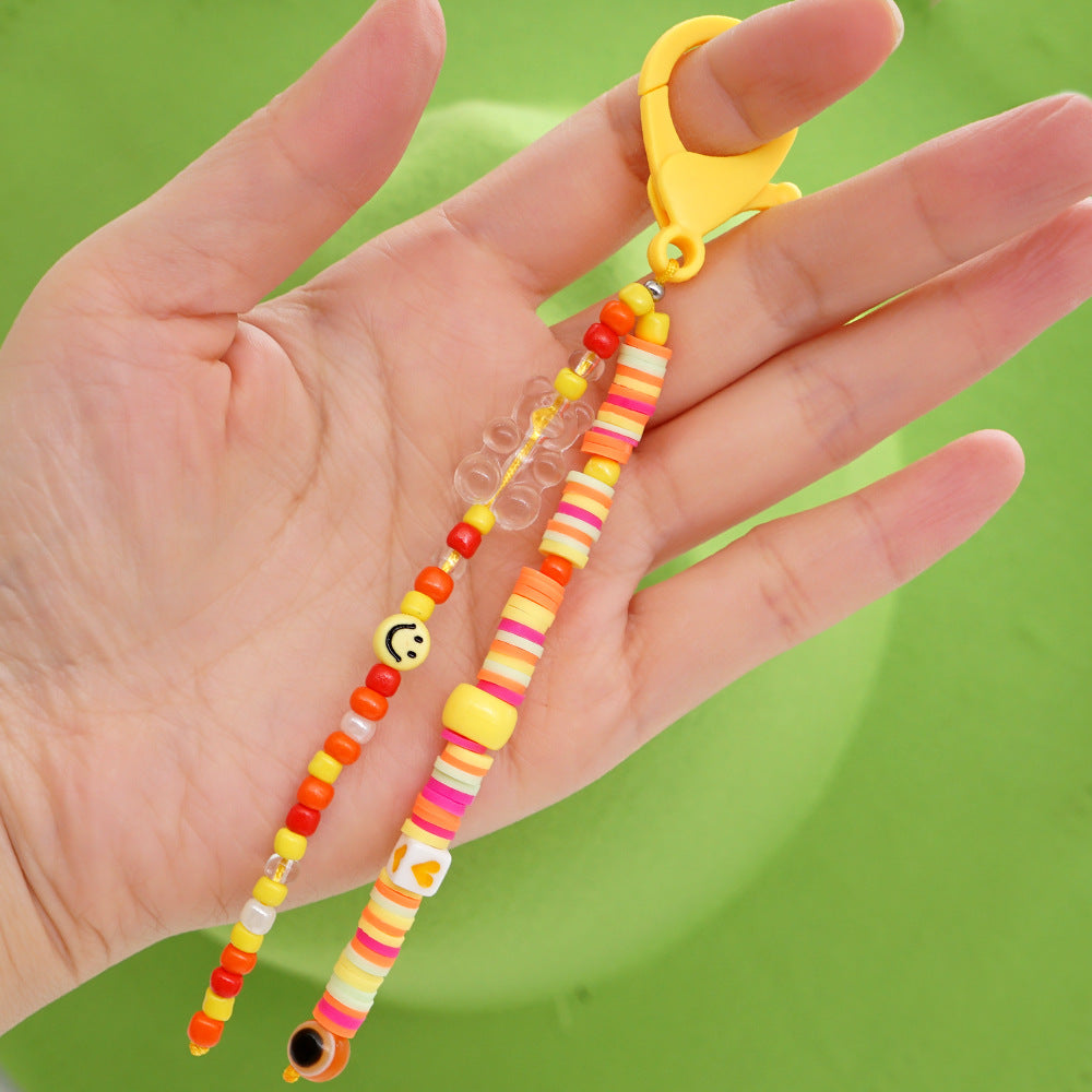 Factory direct supply handmade beaded mobile phone lanyard bluetooth speaker lanyard flashlight fan selfie stick U disk sling