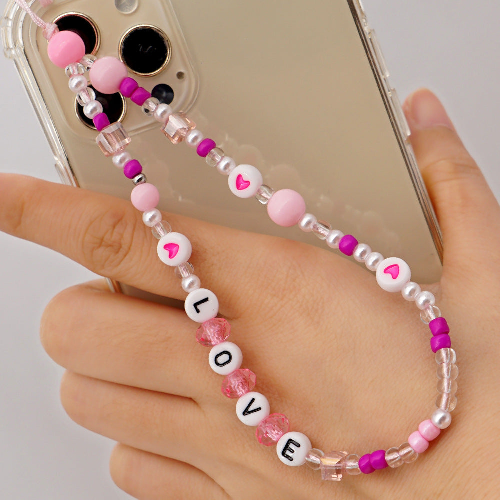 Factory direct supply handmade beaded mobile phone lanyard bluetooth speaker lanyard flashlight fan selfie stick U disk sling
