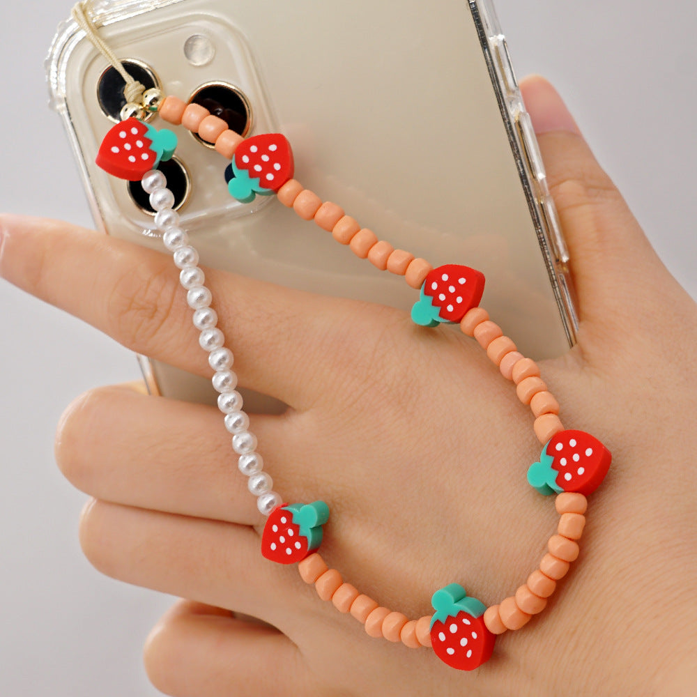 Factory direct supply handmade beaded mobile phone lanyard bluetooth speaker lanyard flashlight fan selfie stick U disk sling