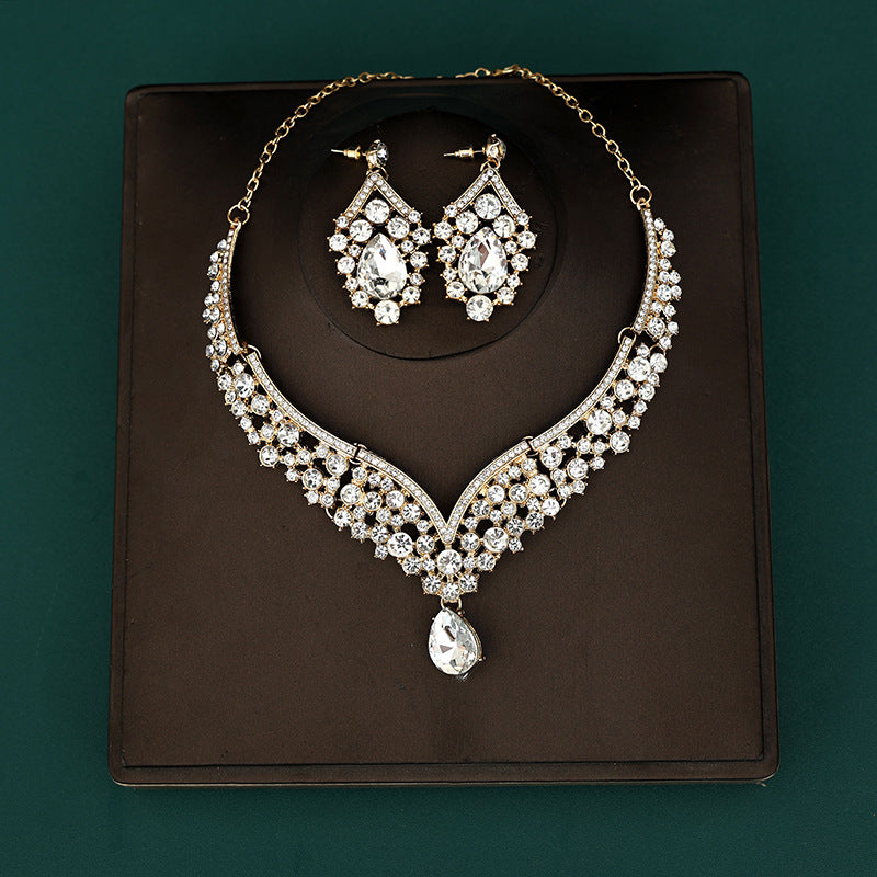 Bridal headdress suit hair accessories crown headband earrings wedding Korean wedding necklace jewelry wedding accessories wholesale
