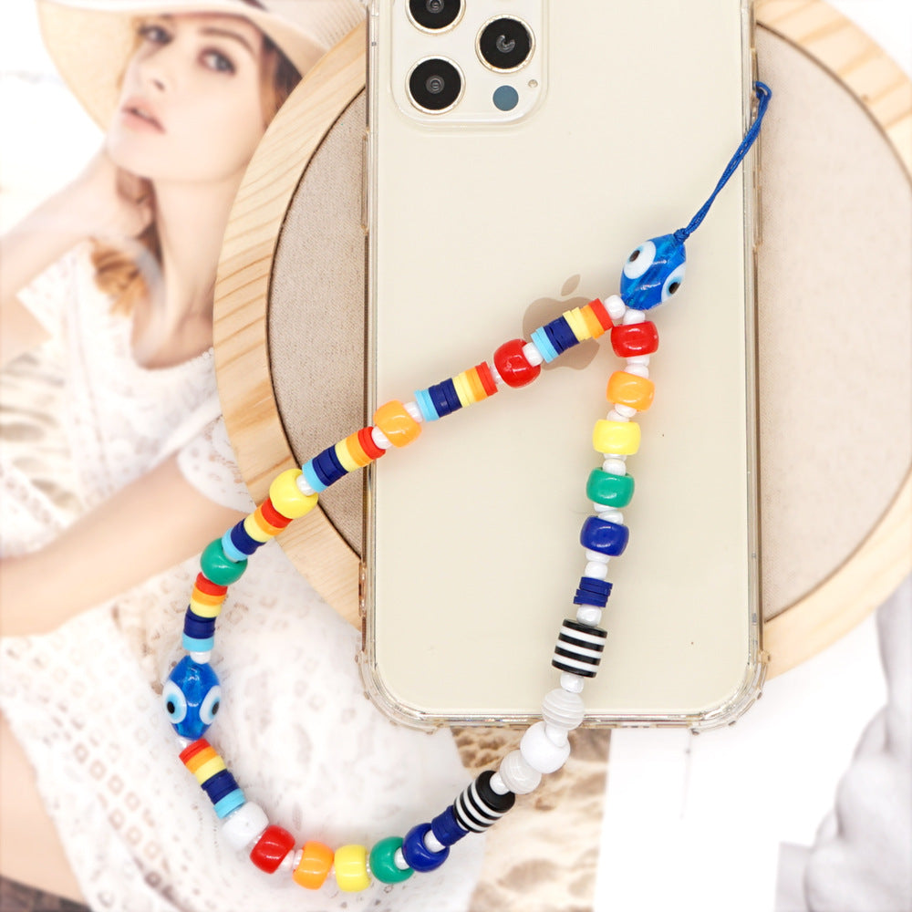 Factory direct supply handmade beaded mobile phone lanyard bluetooth speaker lanyard flashlight fan selfie stick U disk sling