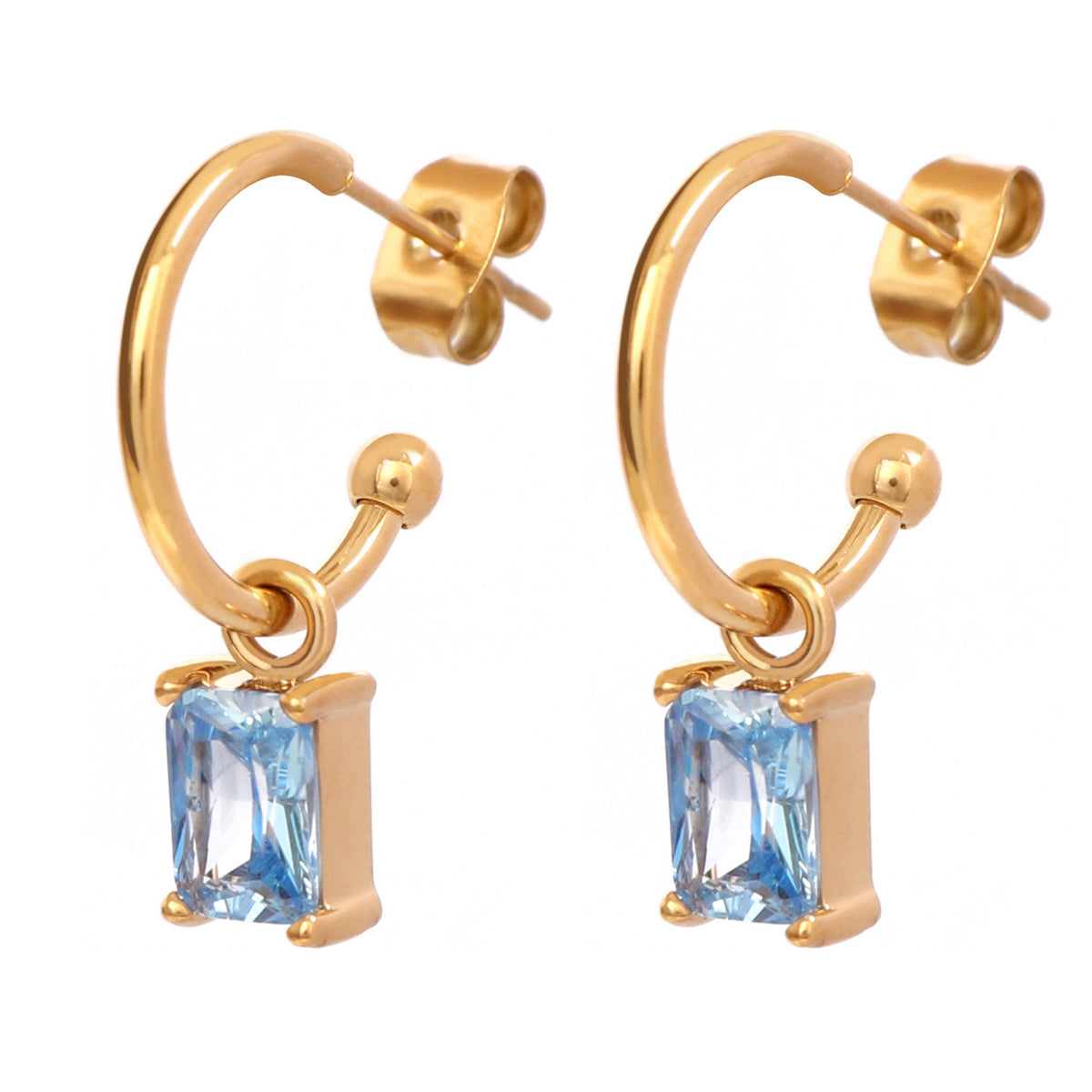 Justop European and American Fashion Sea Blue 38-Color Earrings Stainless Steel Real Gold Electroplated Earrings Zircon Pendant Earrings