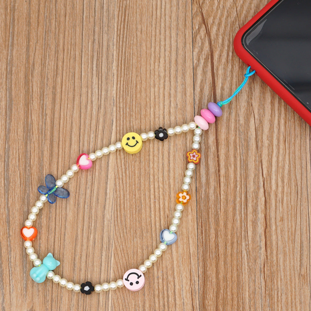 Factory direct supply handmade beaded mobile phone lanyard bluetooth speaker lanyard flashlight fan selfie stick U disk sling