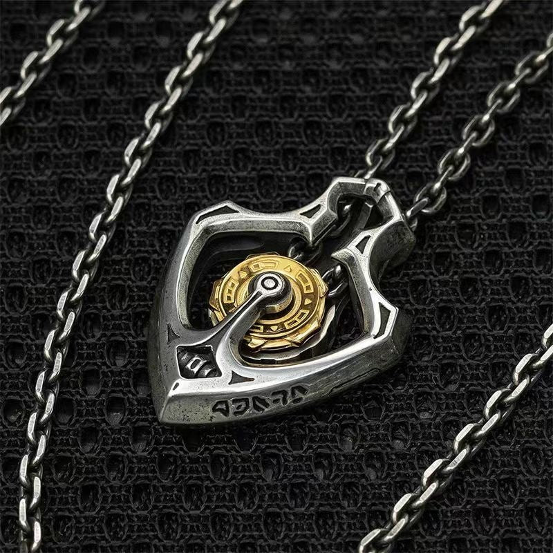 New Fashion Different Made Shuttle Mechanical Movable Pendant Necklace Men's Aggressive High-end Pendant Neck Chain Fashion