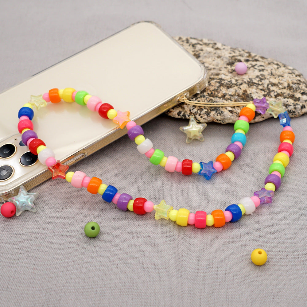 Factory direct supply handmade beaded mobile phone lanyard bluetooth speaker lanyard flashlight fan selfie stick U disk sling