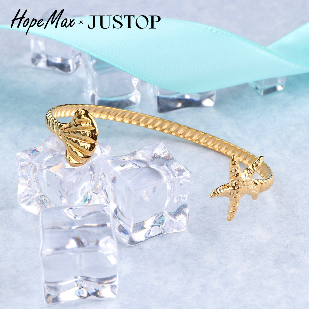 Justop European and American Marine Series Bracelets, Fashionable Hand Jewelry, Real Gold Electroplated Stainless Steel Bracelets, Shell Starfish Bracelets