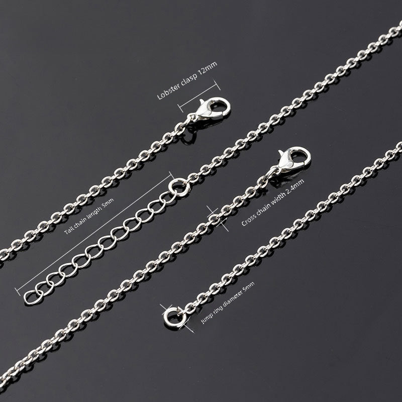 2.4mm Cross Chain Metal Chain Iron Necklace Clavicle Chain Fashionable Simple Versatile Handmade DIY Jewelry Accessories