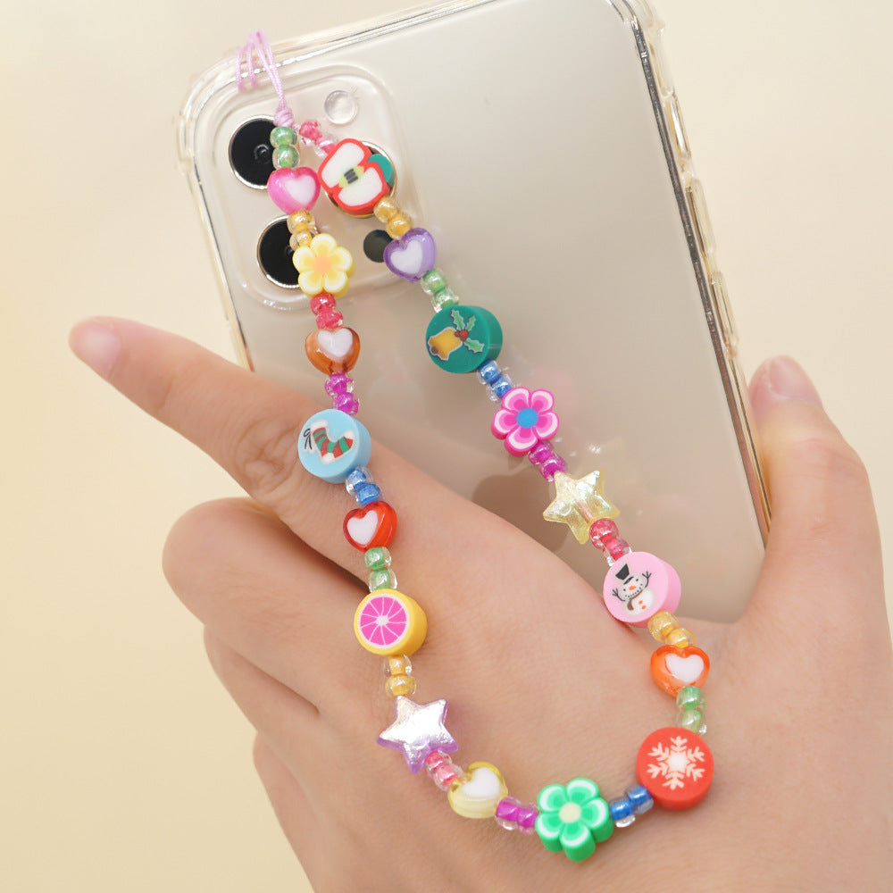 Factory direct supply handmade beaded mobile phone lanyard bluetooth speaker lanyard flashlight fan selfie stick U disk sling