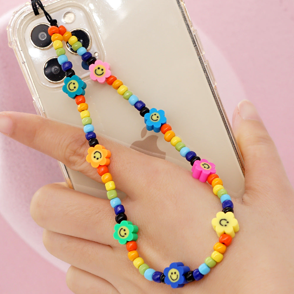 Factory direct supply handmade beaded mobile phone lanyard bluetooth speaker lanyard flashlight fan selfie stick U disk sling