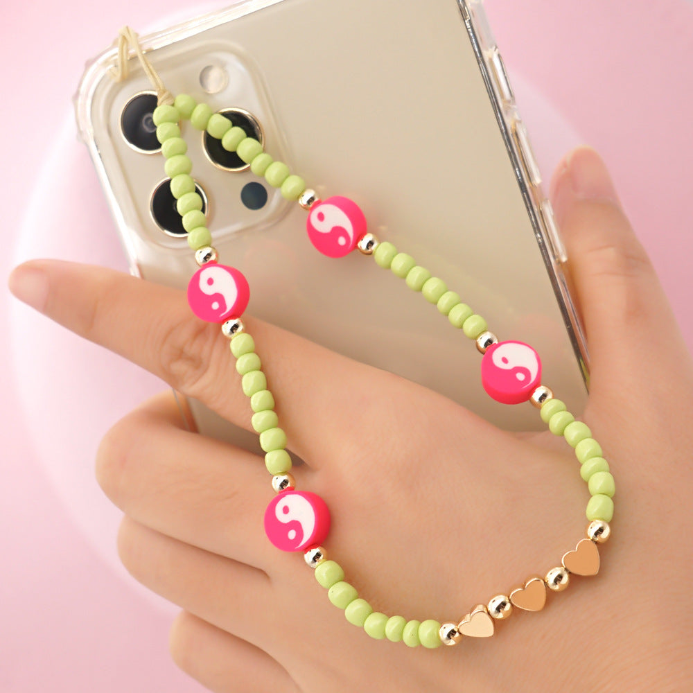Factory direct supply handmade beaded mobile phone lanyard bluetooth speaker lanyard flashlight fan selfie stick U disk sling