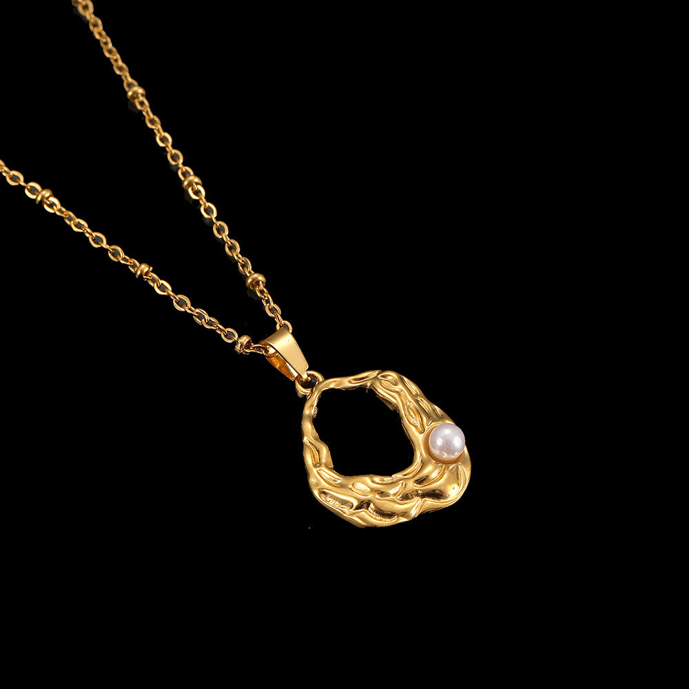 Cross-Border Stainless Steel Necklace Shell Titanium Steel Pendant New Pearl Jewelry Seaside Accessories European and American Non-Fading Jewelry