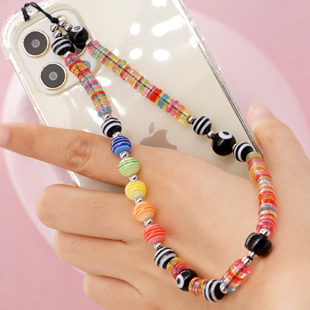 Factory direct supply handmade beaded mobile phone lanyard bluetooth speaker lanyard flashlight fan selfie stick U disk sling