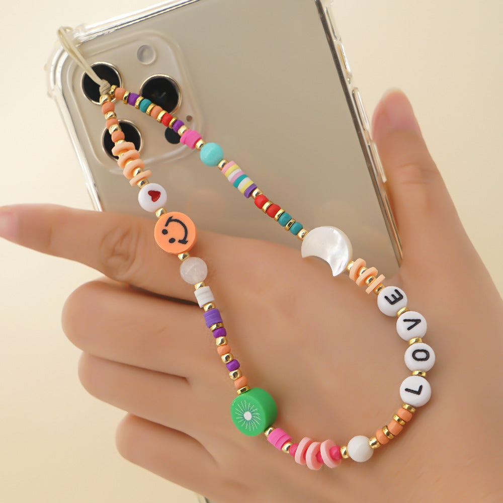 Factory direct supply handmade beaded mobile phone lanyard bluetooth speaker lanyard flashlight fan selfie stick U disk sling