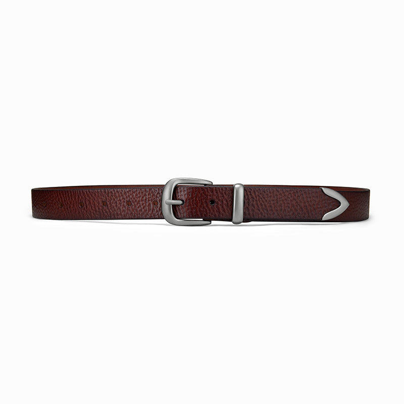 Genuine Leather Distressed Hardware Crescent Belt for Women, Trendy Retro Punk Original Design Brand Cowhide Belt