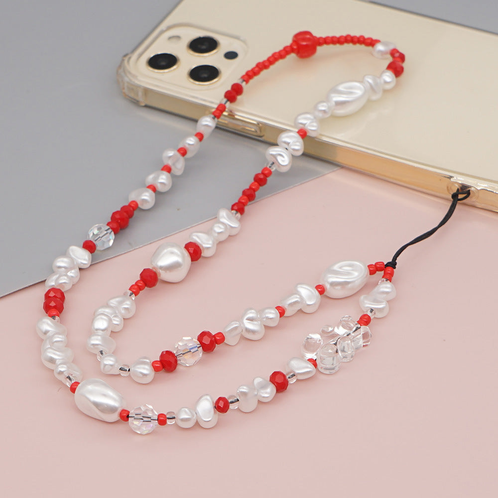 Factory direct supply handmade beaded mobile phone lanyard bluetooth speaker lanyard flashlight fan selfie stick U disk sling