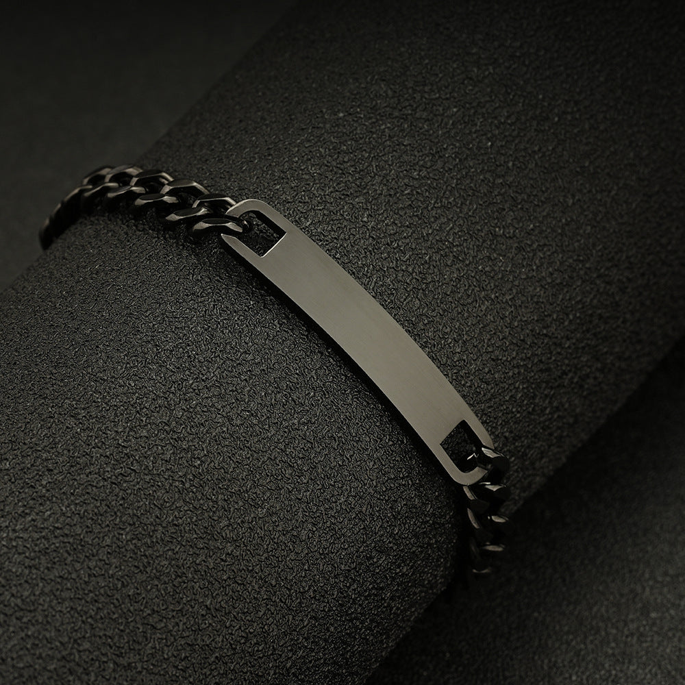 Cross-Border Amazon Hot Selling European and American Fashion Couple DIY Stainless Steel Glossy Curved Bracelet Laser Name