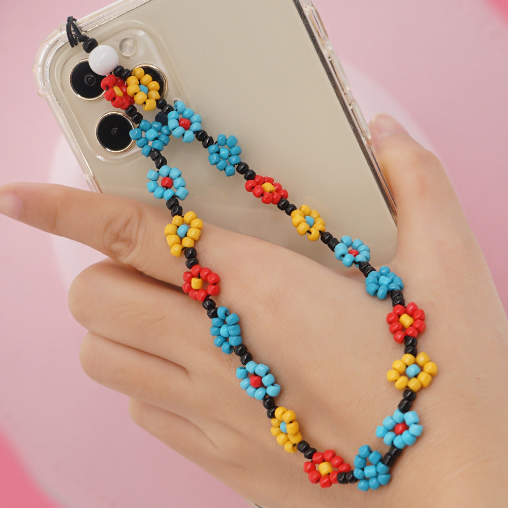 Factory direct supply handmade beaded mobile phone lanyard bluetooth speaker lanyard flashlight fan selfie stick U disk sling