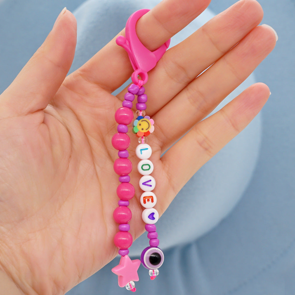Factory direct supply handmade beaded mobile phone lanyard bluetooth speaker lanyard flashlight fan selfie stick U disk sling