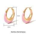 Justop European and American Ins Stylish Fashion Letters Pink Oil Drop Earrings Stainless Steel Real Gold Electroplated Earrings Earrings