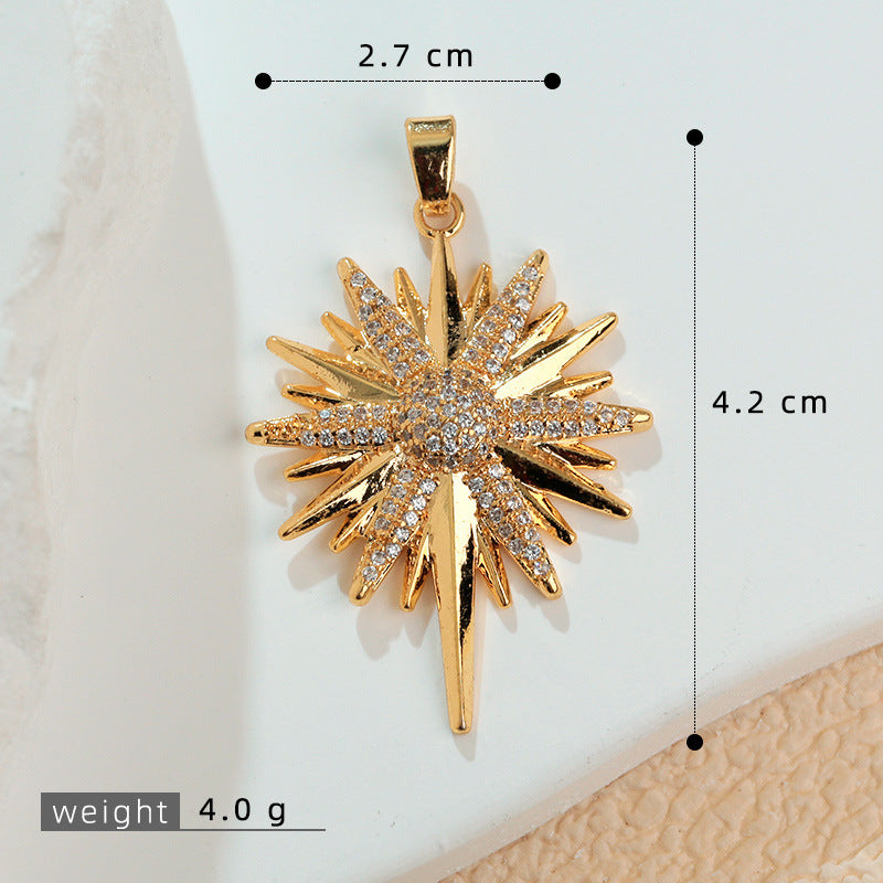 European and American Cross-Border Popular 2025 New Eight-Pointed Star DIY Accessories Pendant Micro-Embedded Earrings Jewelry Pendant Pendant