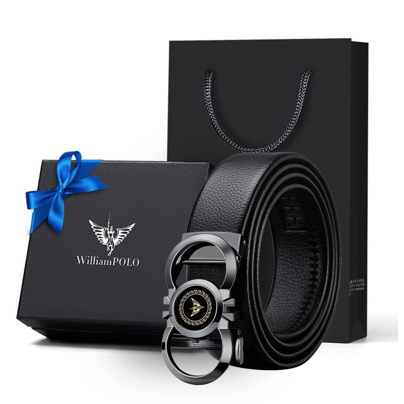 Emperor Paul Belt Men's Genuine Leather Automatic Buckle Alloy Men's Belt Versatile Belt High-End Genuine Wholesale